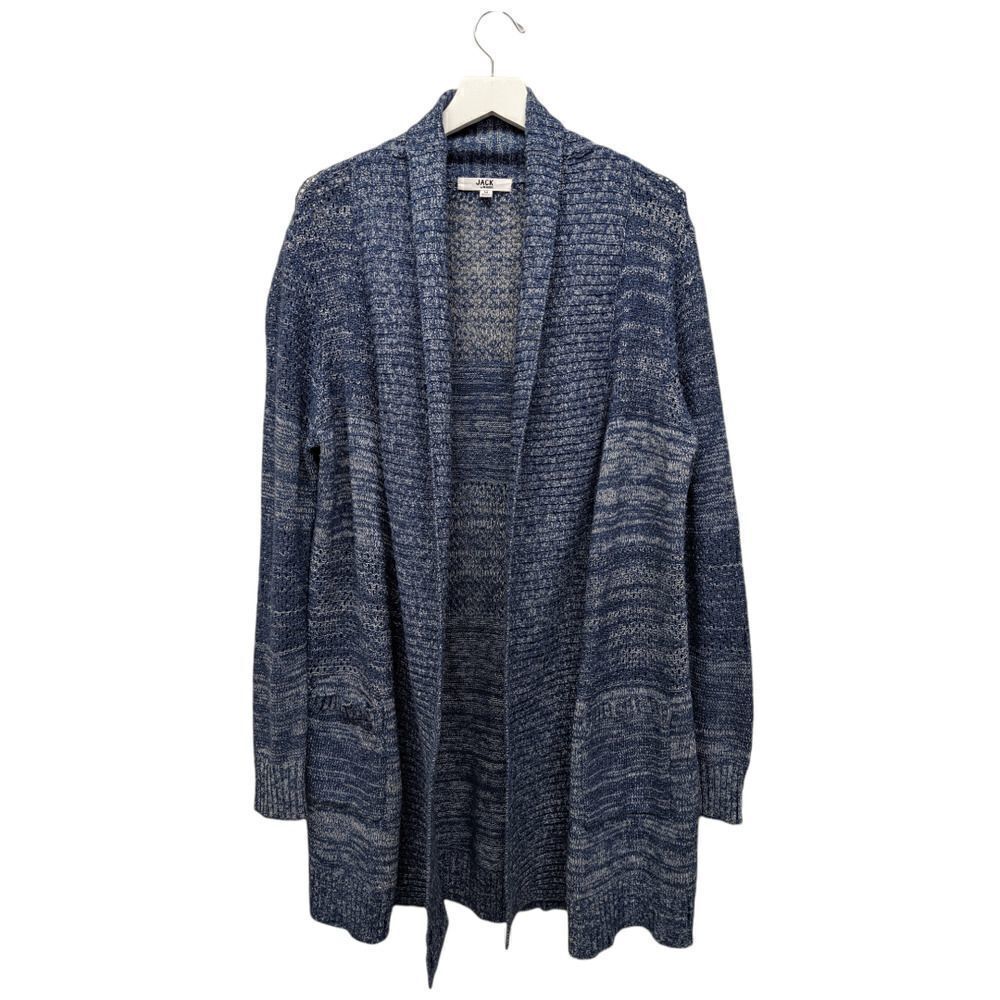 Jack by BB Dakota Women's Mid Length Blue Acrylic Knit Cardigan, Pockets, Size M